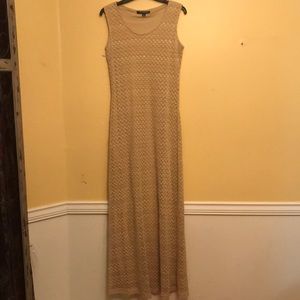 Long crochet sleeveless sequins bling evening dress